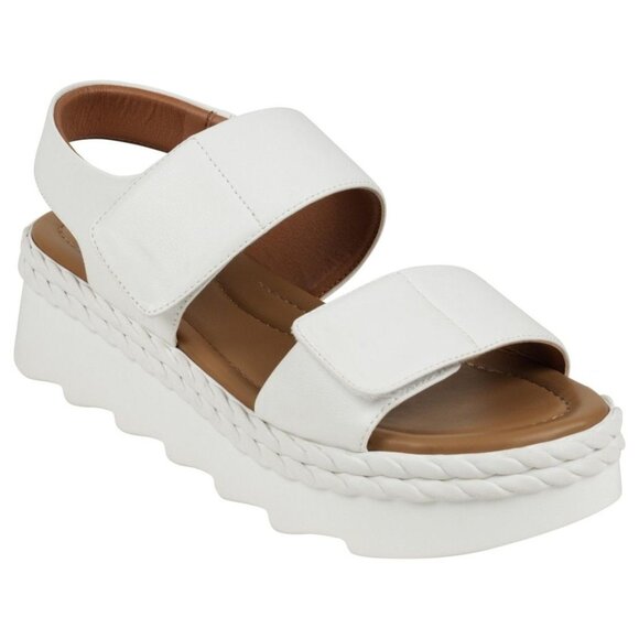 GC SHOES Vosa White Double Band Velcro Platform Sandals - Picture 1 of 3